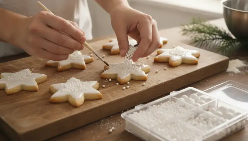 Plätzchen verzieren: Glanz mit Zuckerperlen